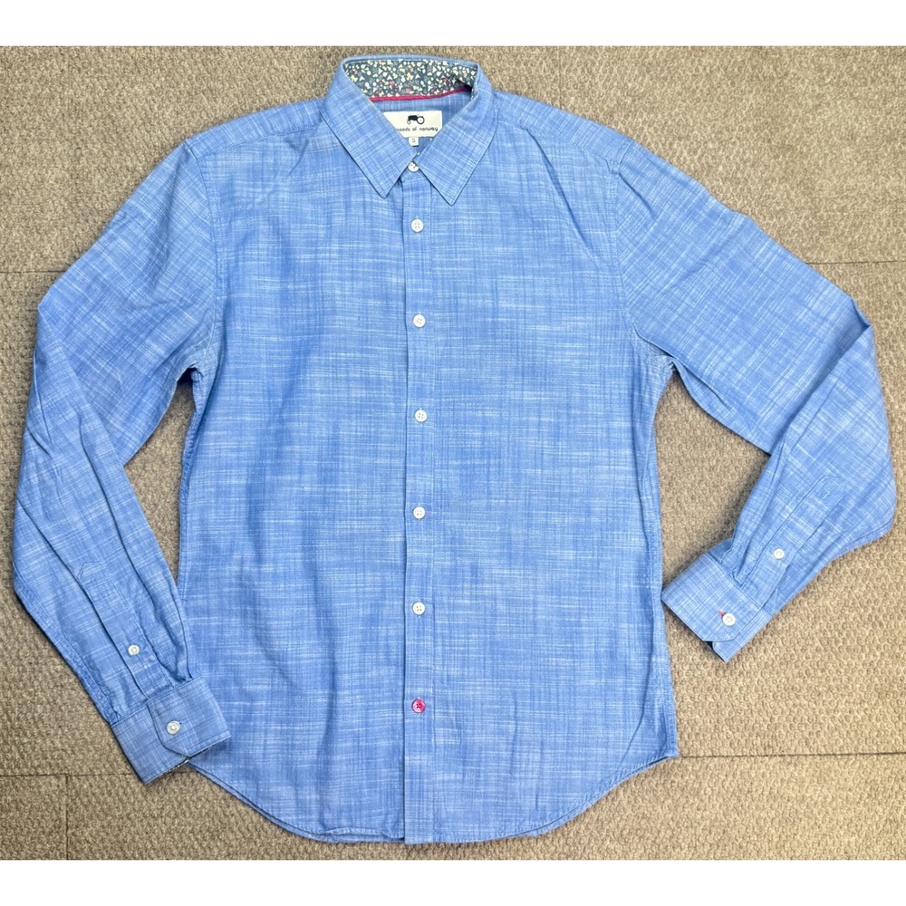 Moods Of Norway Men's Button Up Blue Long Sleeve Shirt Size Small